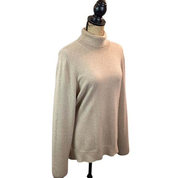 Lands End Beige Turtleneck Sweater Womens XL 18-20 Soft Knit Pullover - Picture 7 of 10